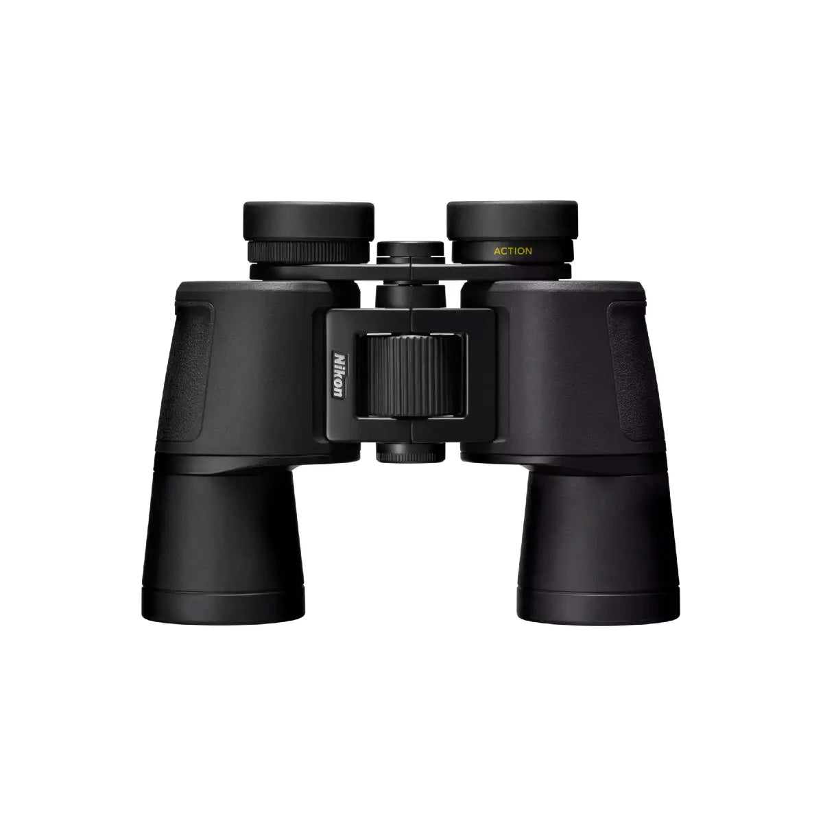 Black binoculars on a white background