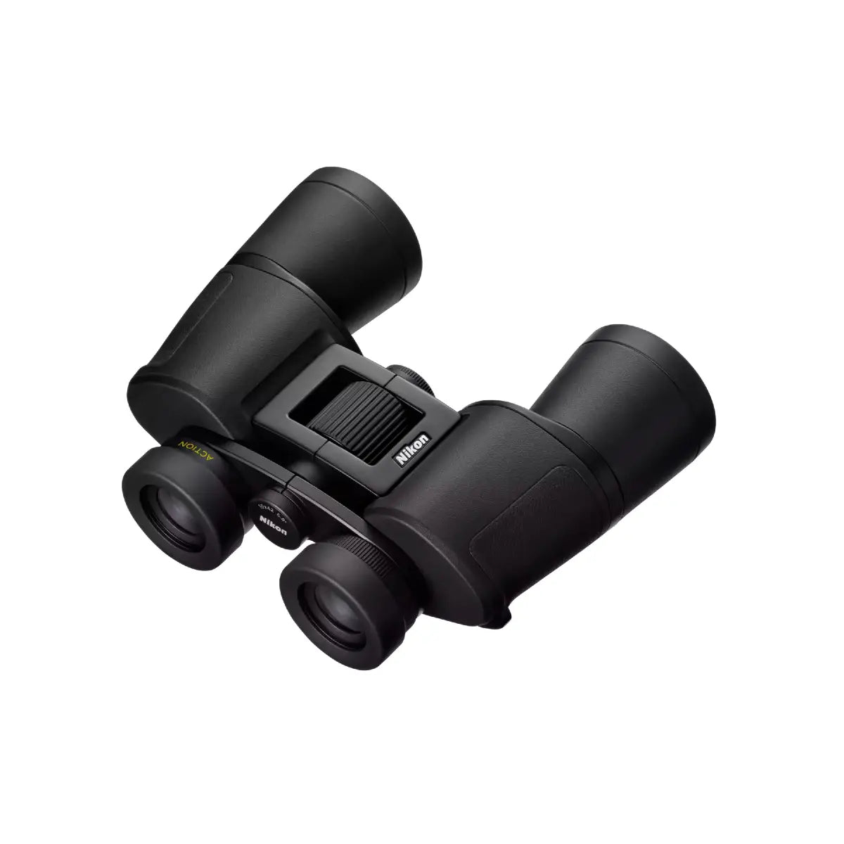 Black binoculars with Nikon logo on a white background