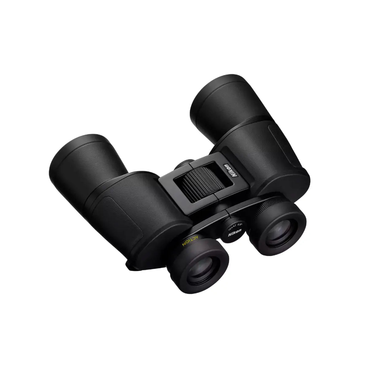 Black binoculars on a white background