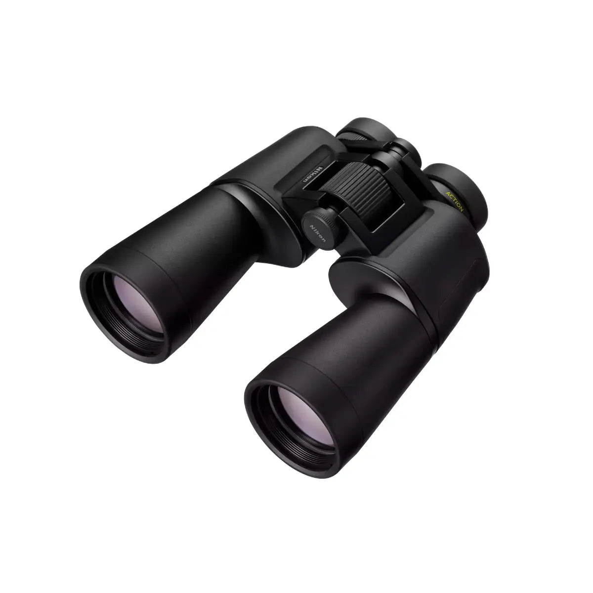 Black binoculars on a white background