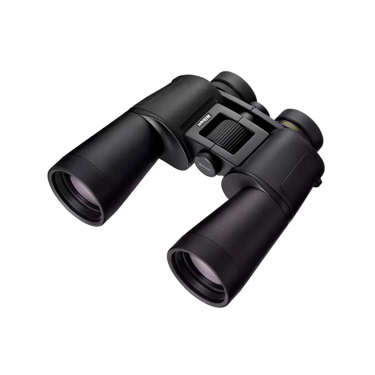 Black binoculars on a white background