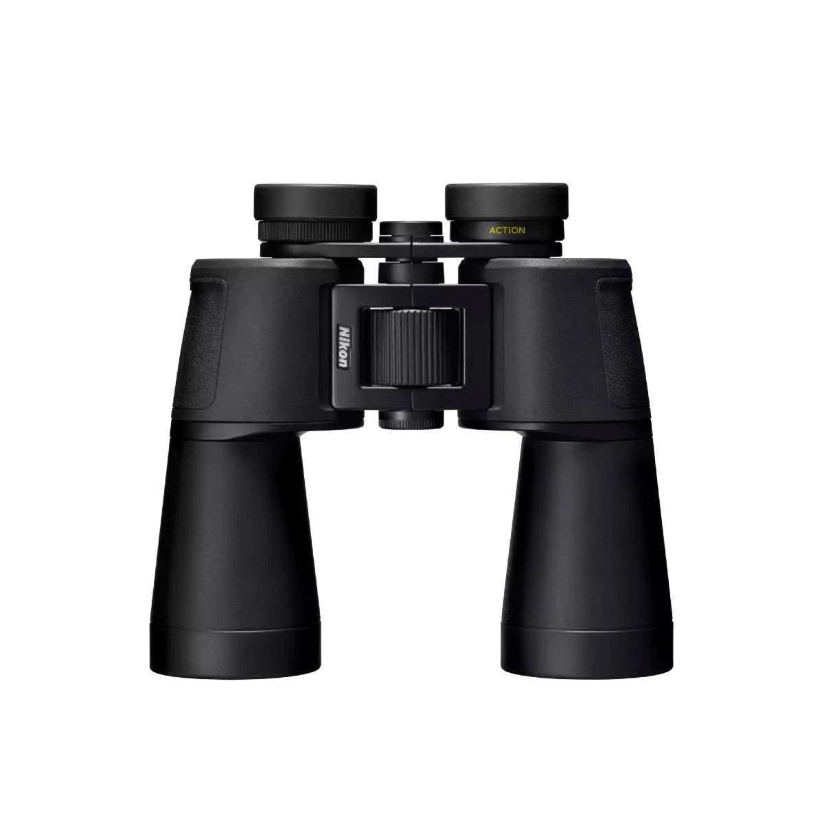 Black binoculars on a white background