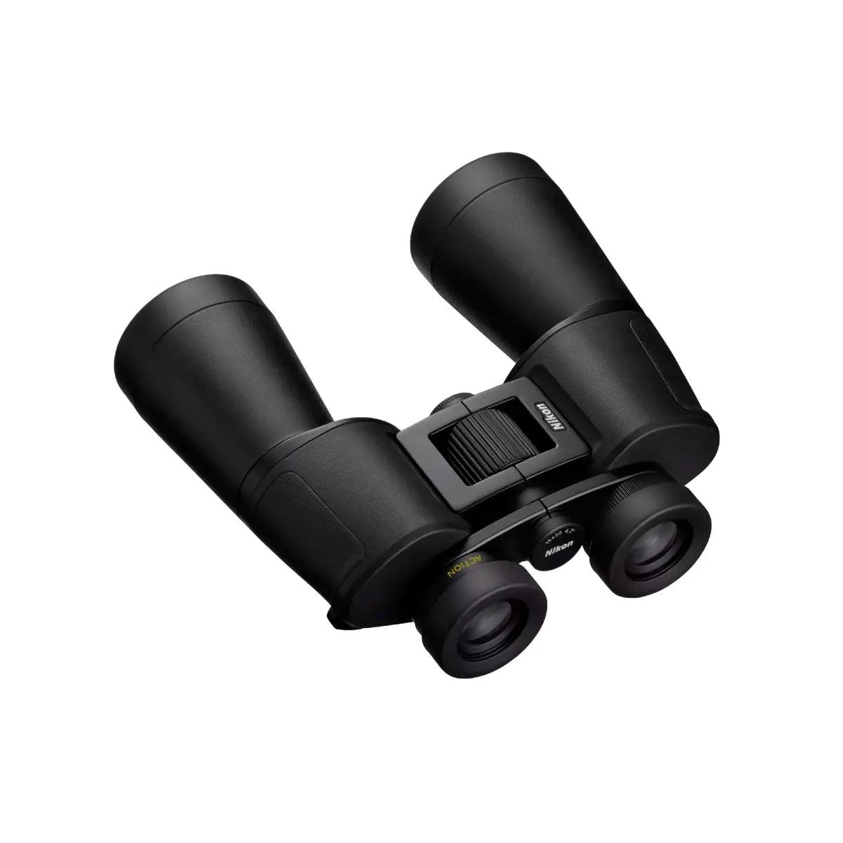 Black binoculars on a white background