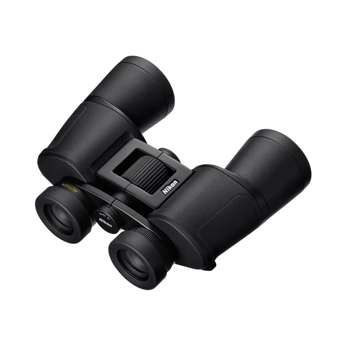 Black binoculars with Nikon logo on a white background