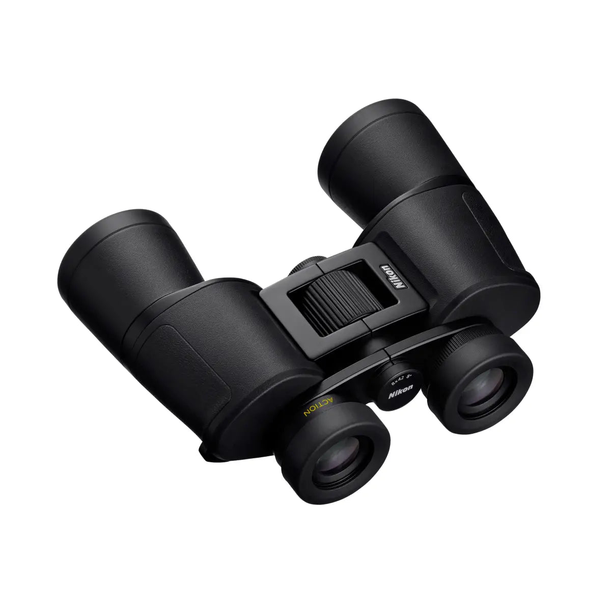 Black binoculars on a white background