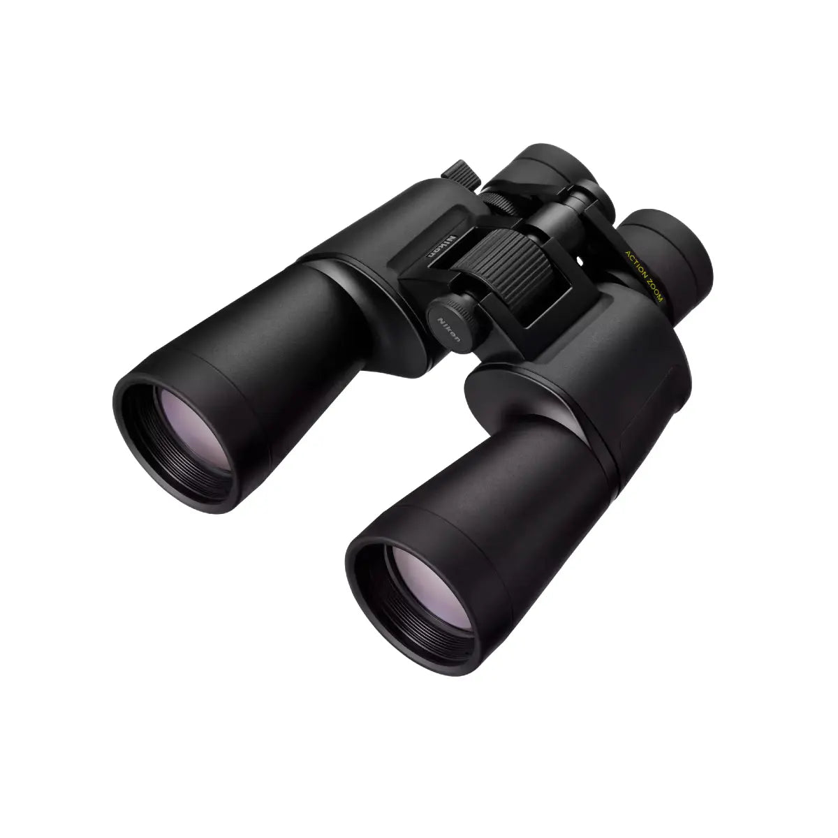 Black binoculars on a white background