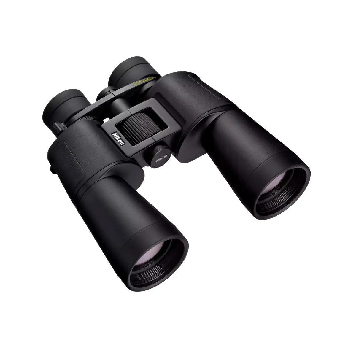 Black binoculars on a white background