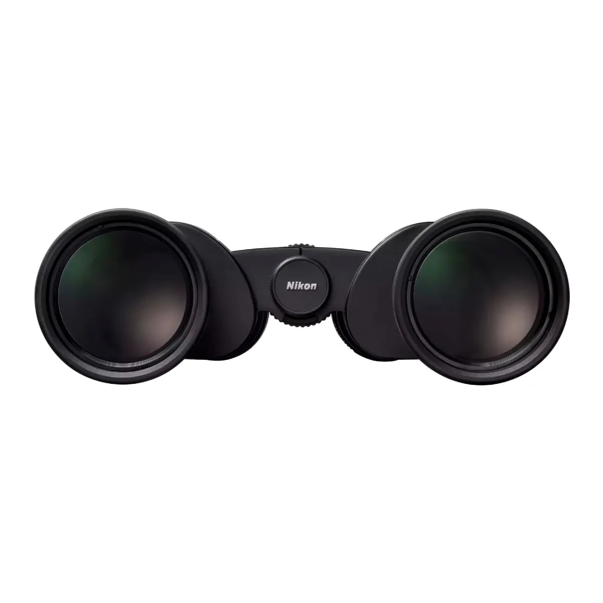 Black binoculars with Nikon logo on a white background