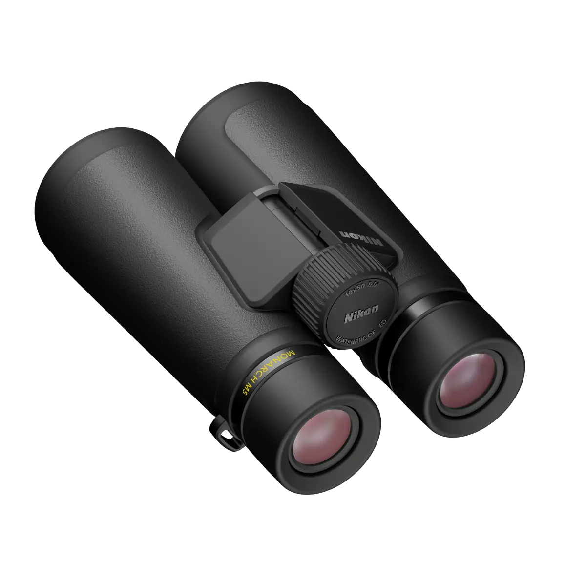 Black binoculars with Nikon logo on a white background