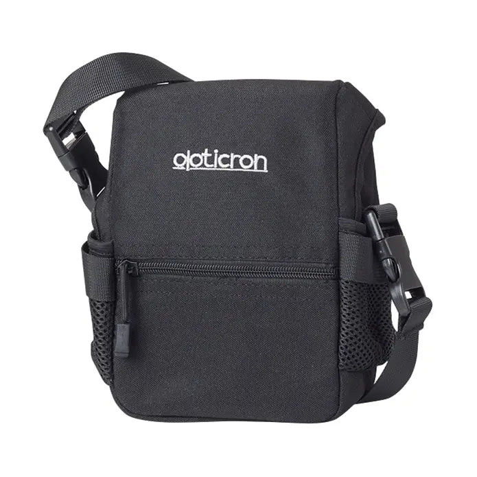 Black shoulder bag with 'qeticron' logo on a white background