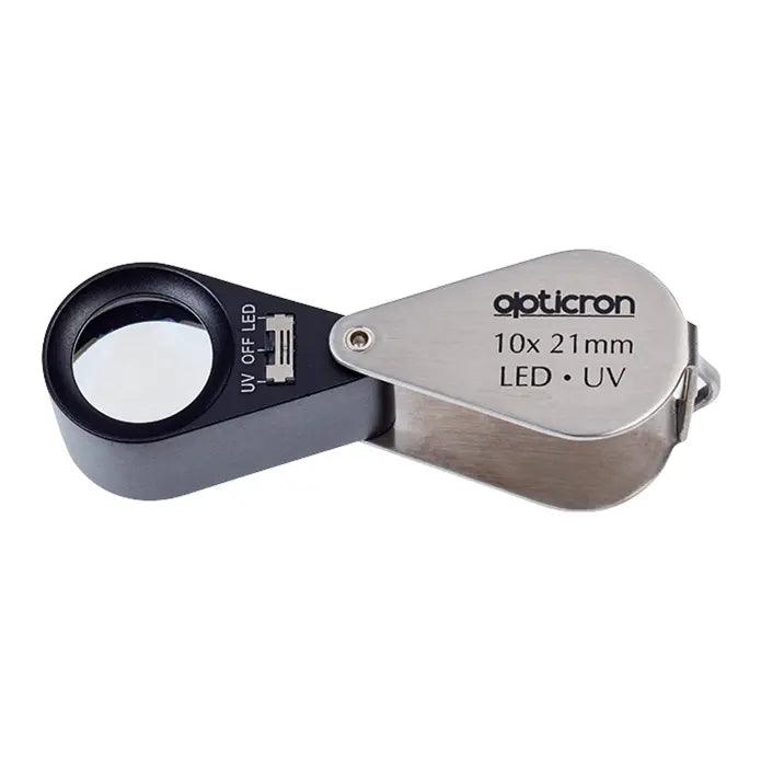 Opticron LED & UV Folding Metal Loupes 10x 21mm (0.8") side