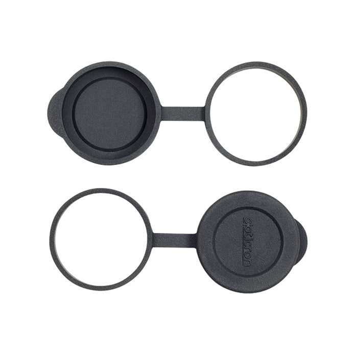 Two black eyeglass cases on a white background