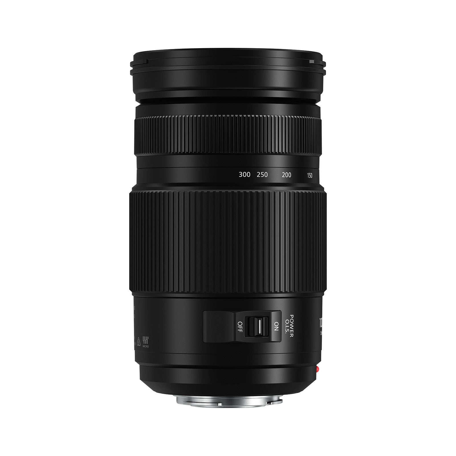 Panasonic 100-300mm f4.0-5.6 II LUMIX G Vario Lens side angle