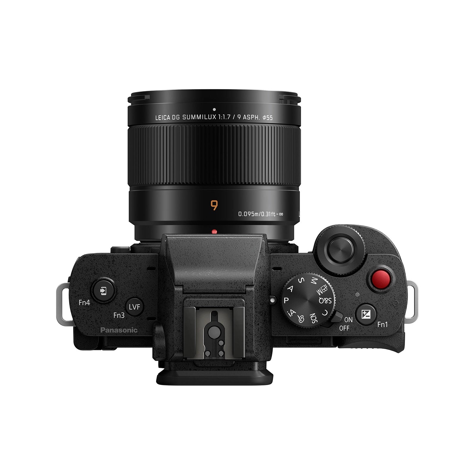 Panasonic 9mm F1.7 ASPH Leica DG Summilux Lens top angle on camera