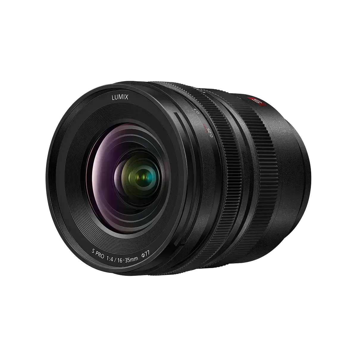 Camera lens with Panasonic branding on a white background