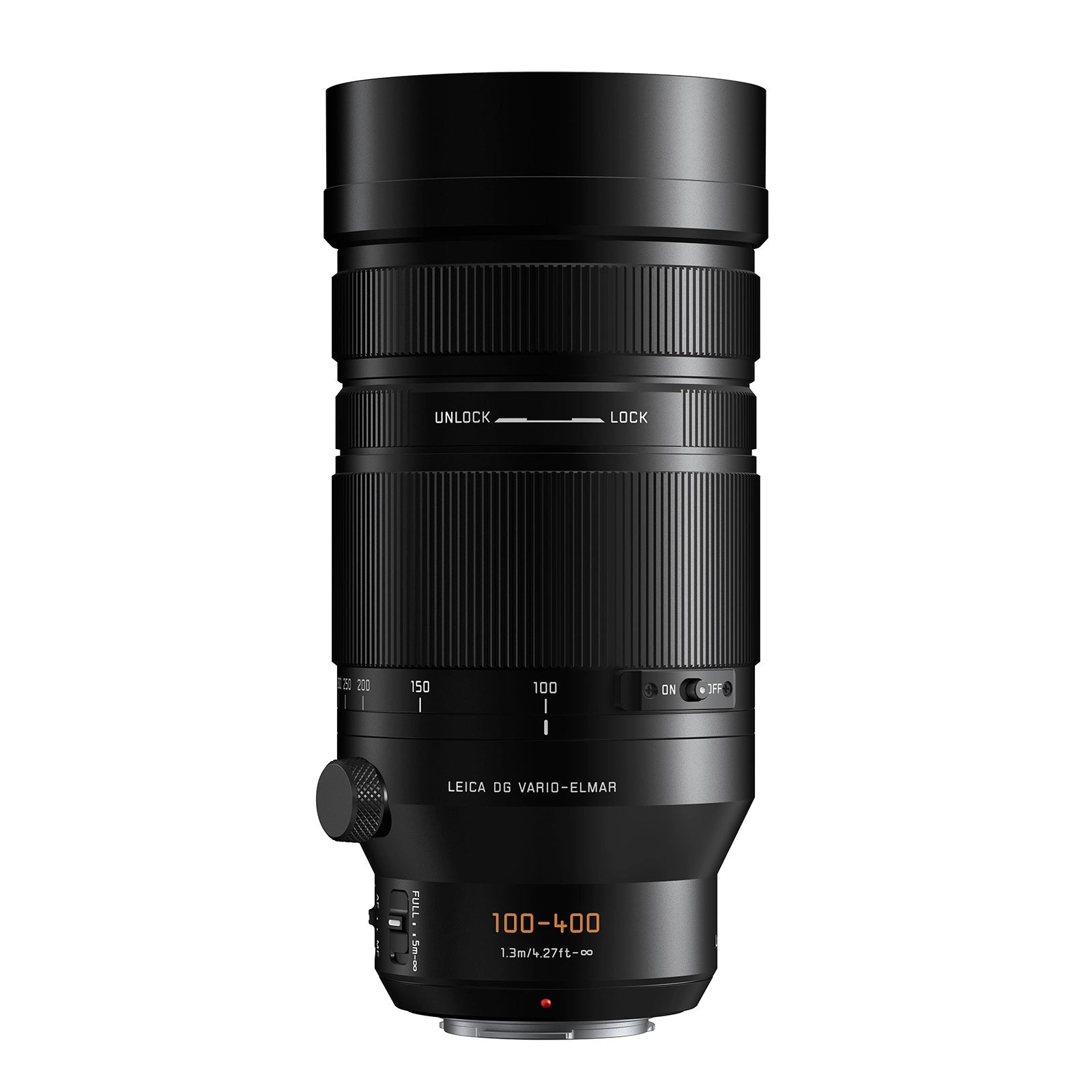 Panasonic Leica Elmar 100-400mm f/4-6.3 ASPH Lens top angle