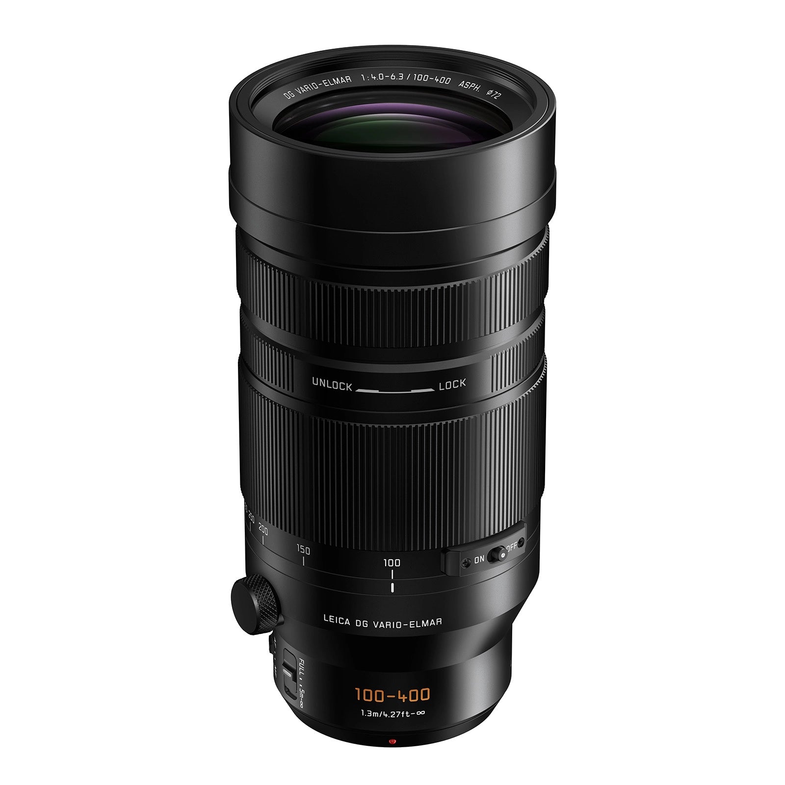 Panasonic Leica Elmar 100-400mm f/4-6.3 ASPH Lens top angle