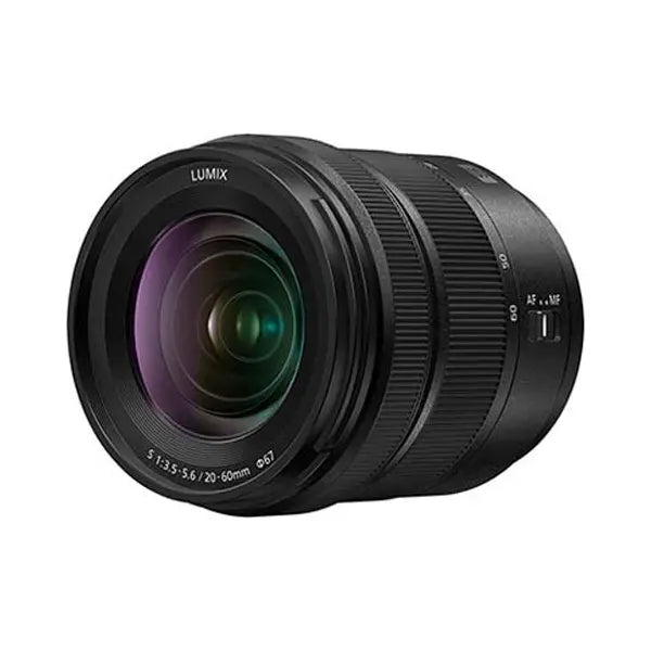 Camera lens with 'LUMIX' branding on a white background