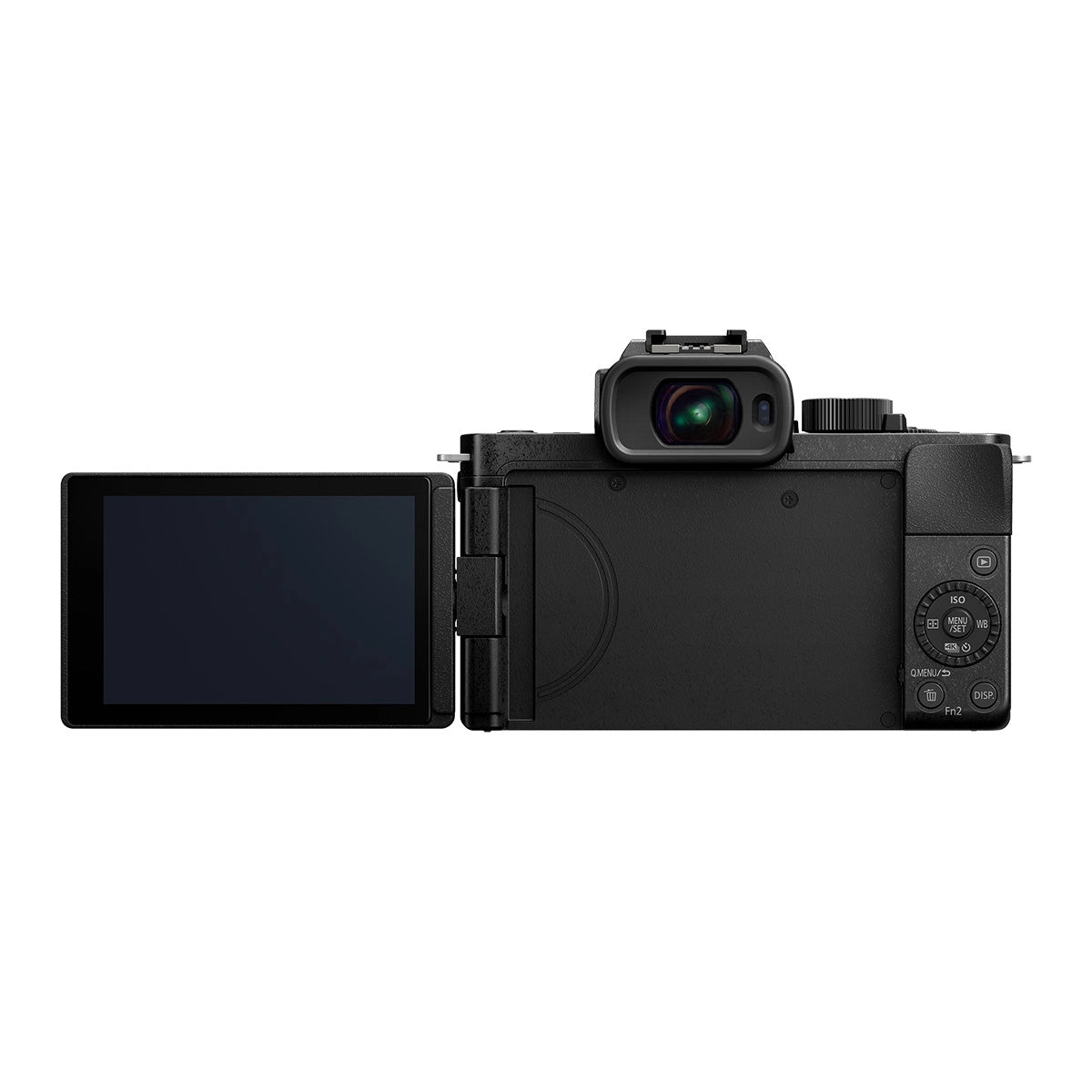 Panasonic Lumix DC-G100D Camera with 12-32mm Lens back angle with screen rotated