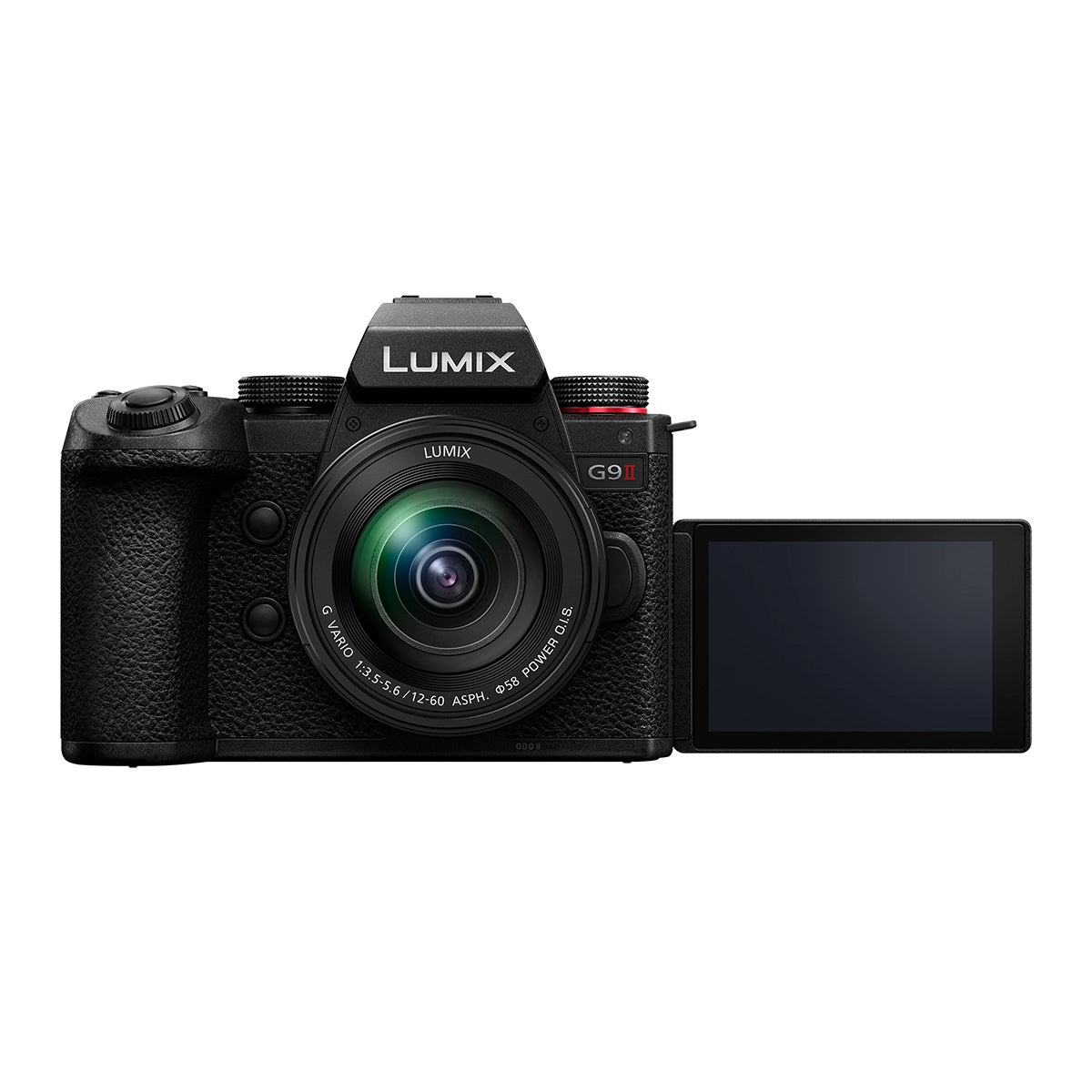 Panasonic Lumix DC-G9 II Camera With 12-60mm Lens front angle with screen rotated 2