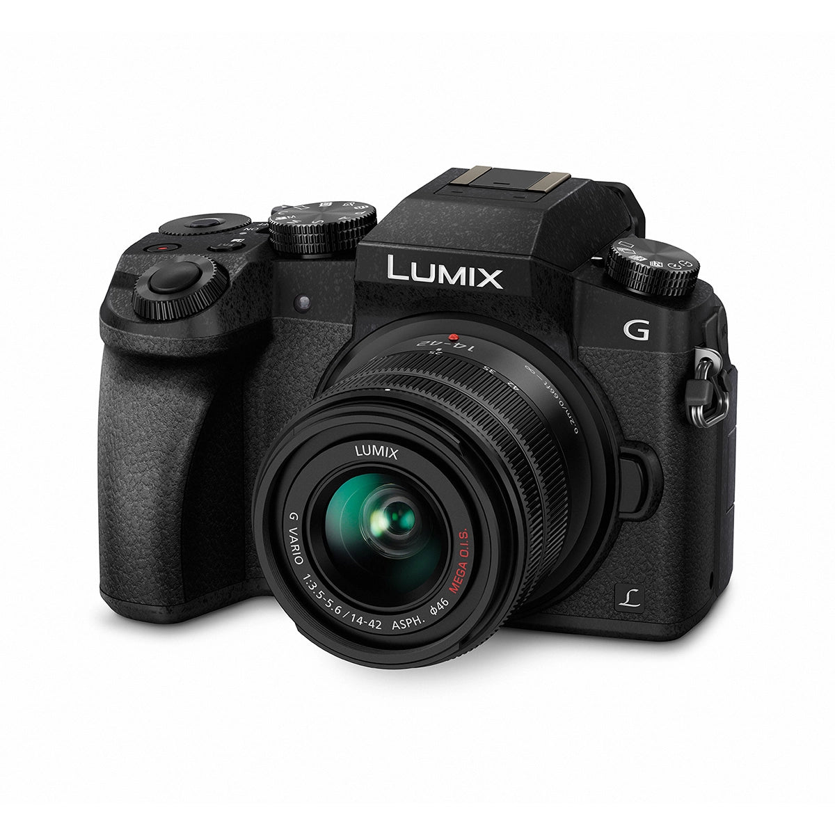 Panasonic Lumix DMC-G7K Camera with 14-42mm Lens Black front angle 2