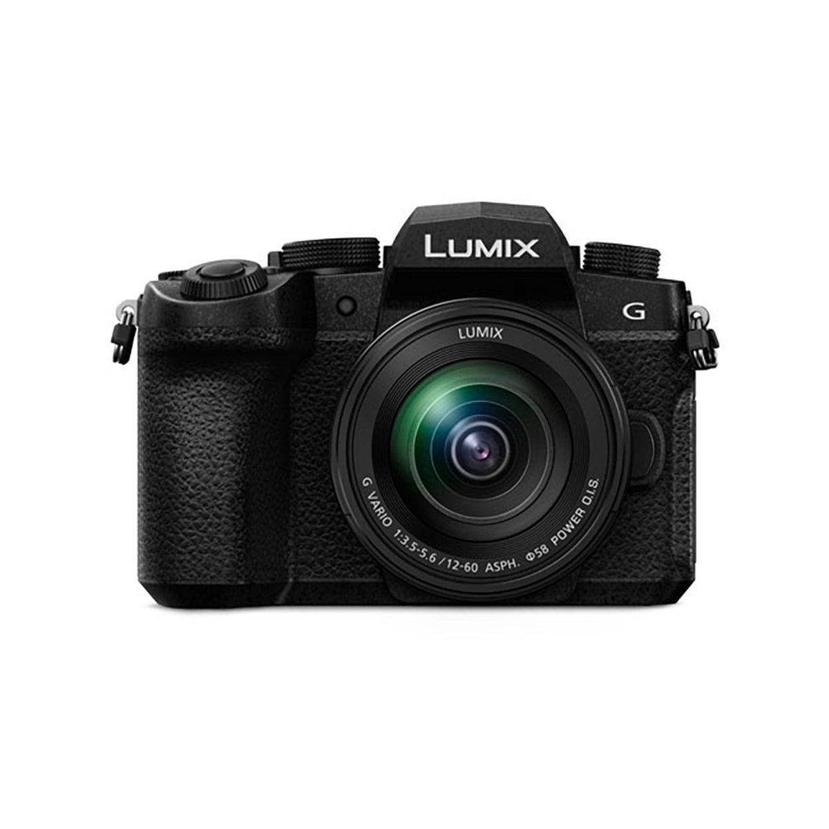 Panasonic Lumix G90 mirrorless camera with 12-60mm f3.5-5.6 OIS Lens front angle