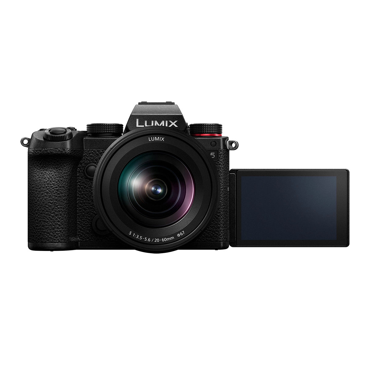 Panasonic Lumix S5 Digital Camera with 20-60mm Lens front angle with screen rotated