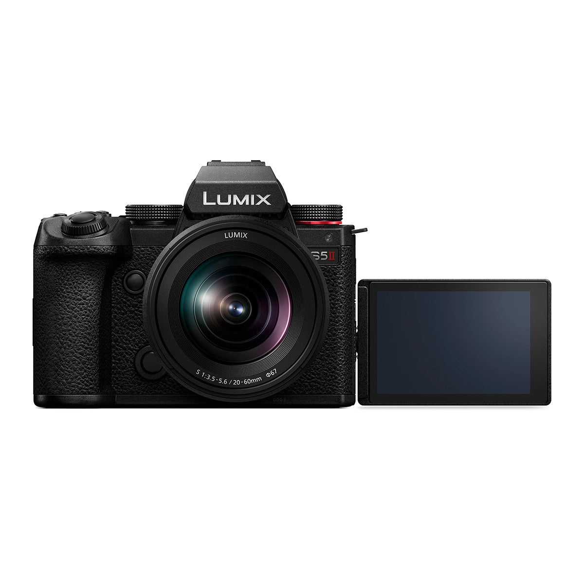 Panasonic Lumix S5II Camera with 20-60mm Lens Kit front angle with screen rotated