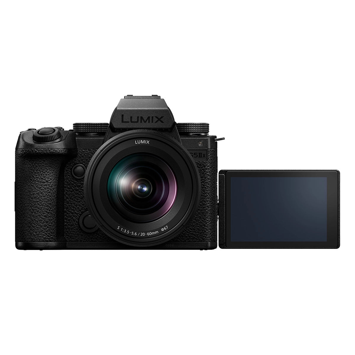 Panasonic Lumix S5IIX Camera with 20-60mm Lens Kit front angle with screen rotated