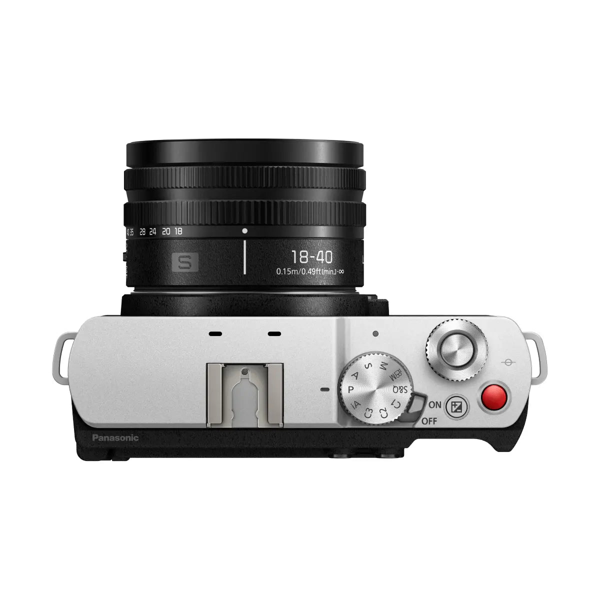 Camera with lens on a white background