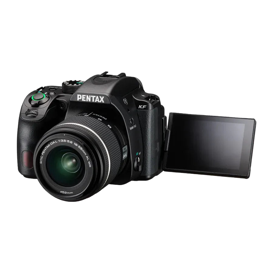 Pentax camera with a screen on a white background