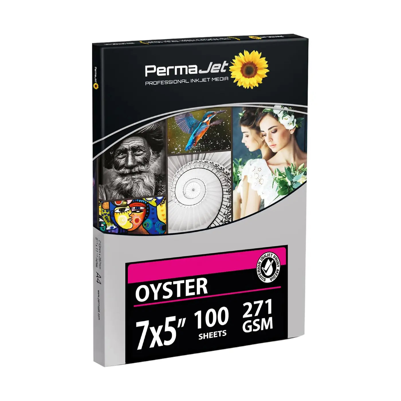 PermaJet Oyster photo paper packaging on a white background