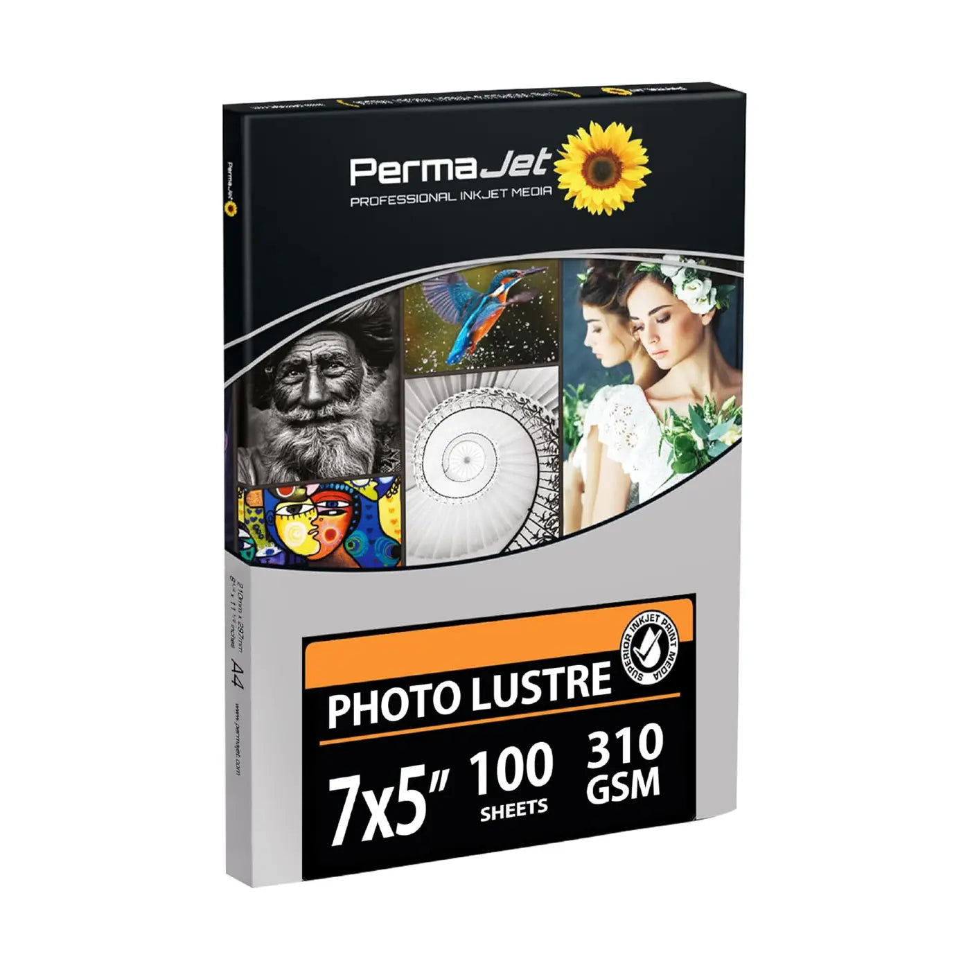 PermaJet Photo Lustre photo paper packaging on a white background