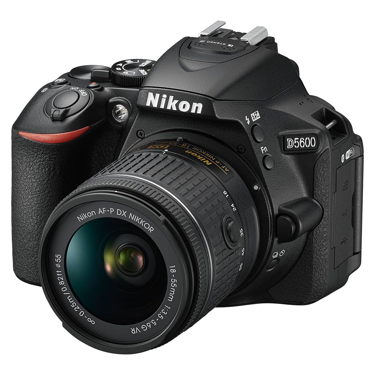 Refurbished Nikon D5600 + Nikkor AF-P 18-55mm VR front angle from side