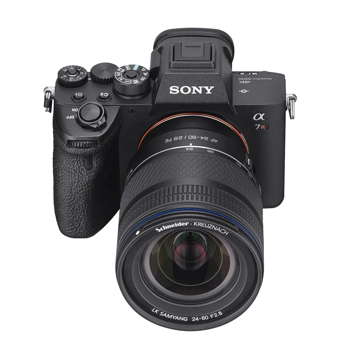 Sony camera with Schneider lens on a white background