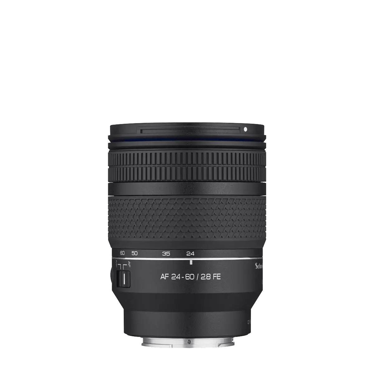 Camera lens with specifications on a white background