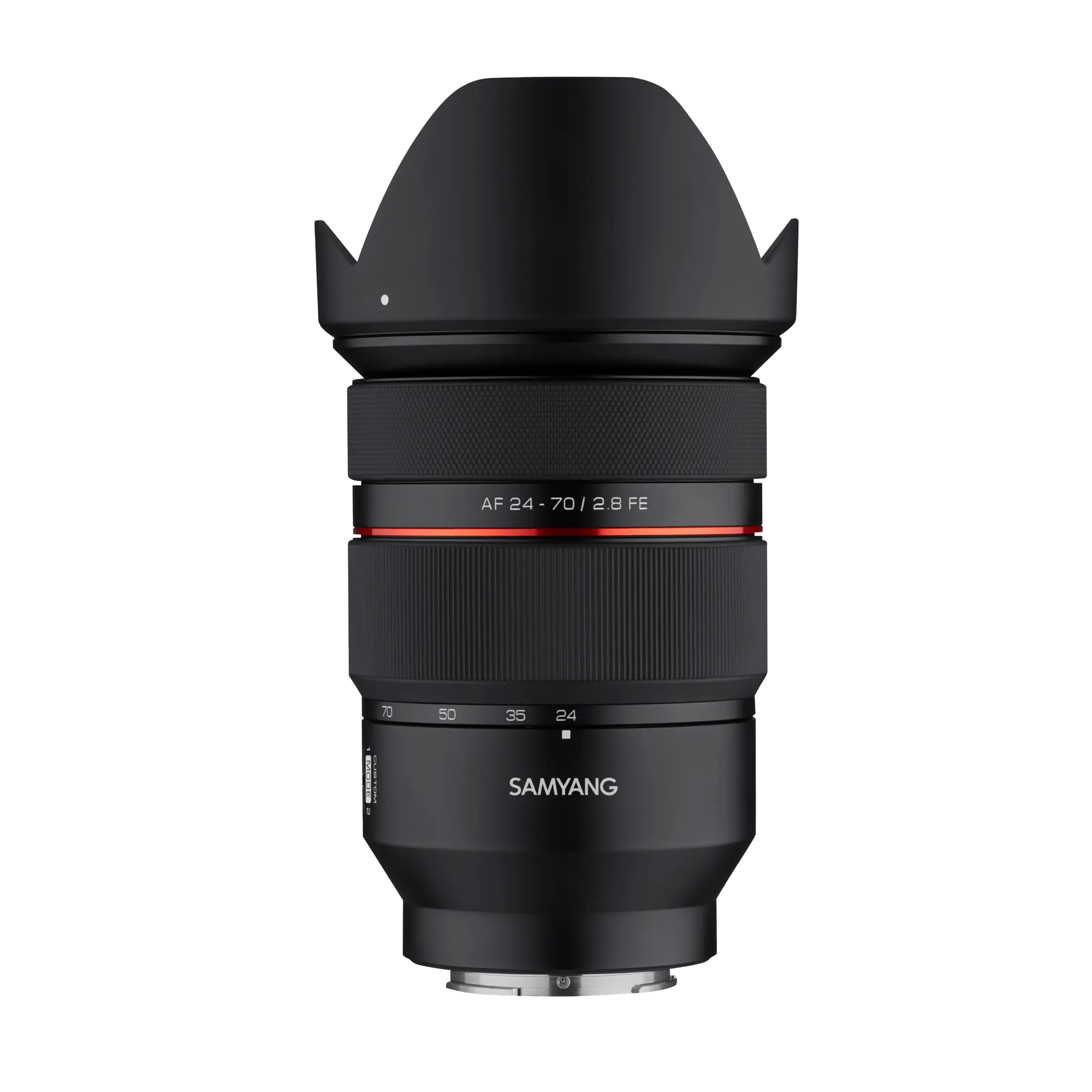 Samyang camera lens on a white background