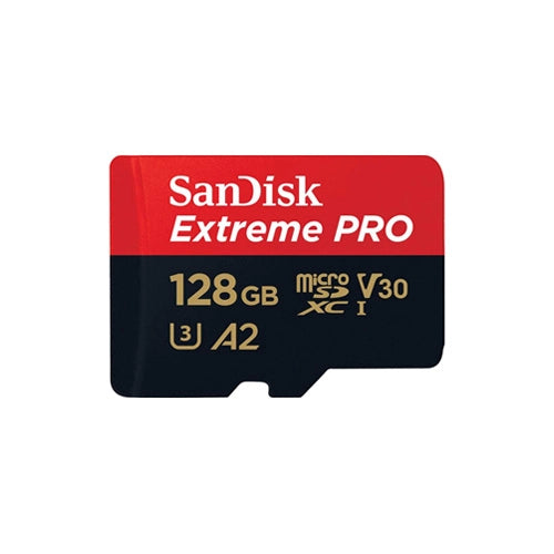 SanDisk 128GB Extreme PRO microSDXC front angle