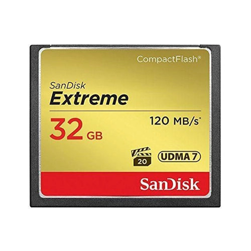 SanDisk 32GB Extreme Compact Flash Memory Card front angle