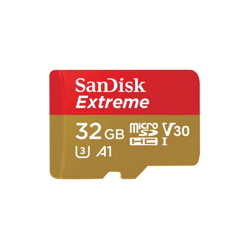 SanDisk Extreme 32GB microSDHC Memory Card with SD Adapter front angle