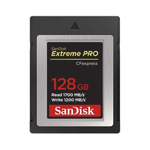 SanDisk Extreme PRO 128GB CF Express Memory Card front angle