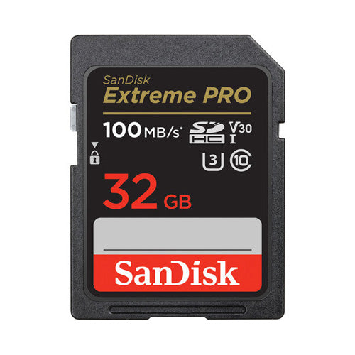 SanDisk Extreme PRO 32GB SDXC Memory Card front angle