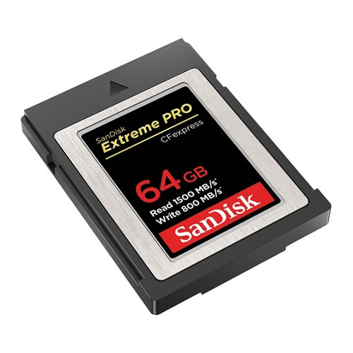 SanDisk Extreme PRO 64GB CFexpress Card Type B front angle 2