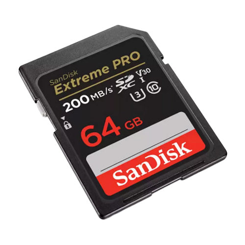 SanDisk Extreme PRO 64GB SDXC Memory Card front angle 2