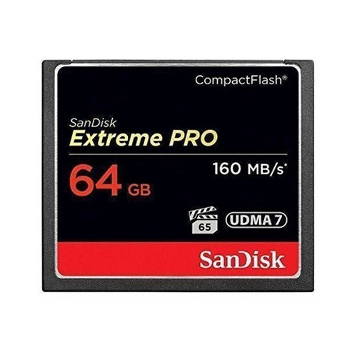 SanDisk 64GB Extreme Pro CompactFlash Memory Card – 160MB/s front angle