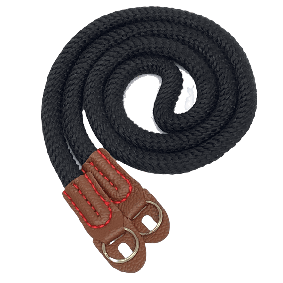 Cotton Rope Camera Strap With Split Rings Black