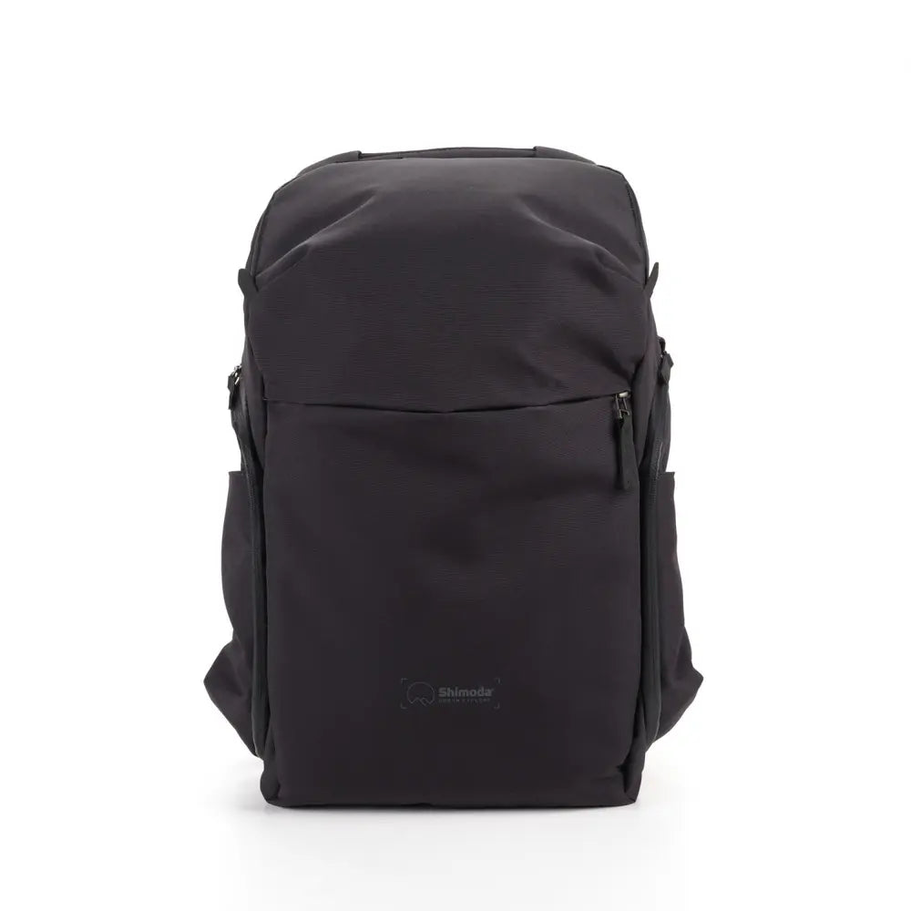 Black backpack on a white background