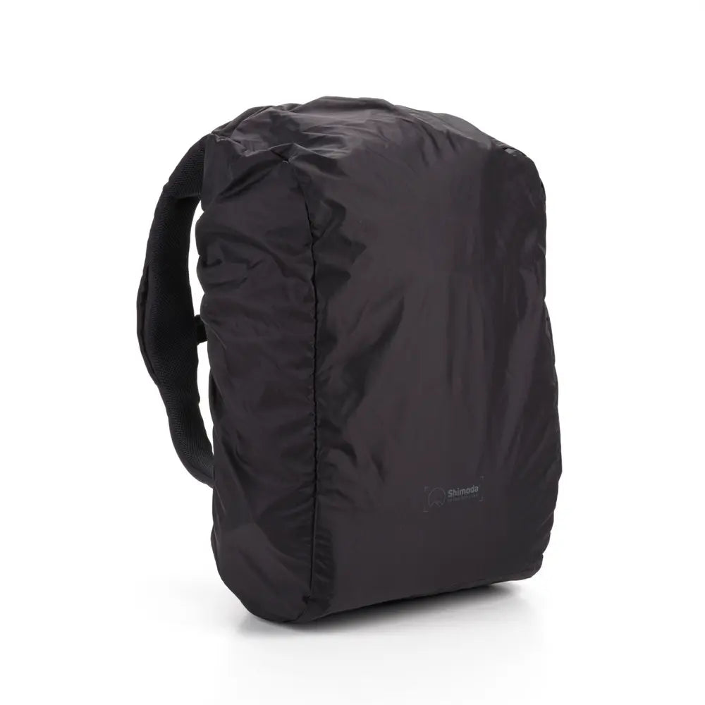 Black backpack on a white background