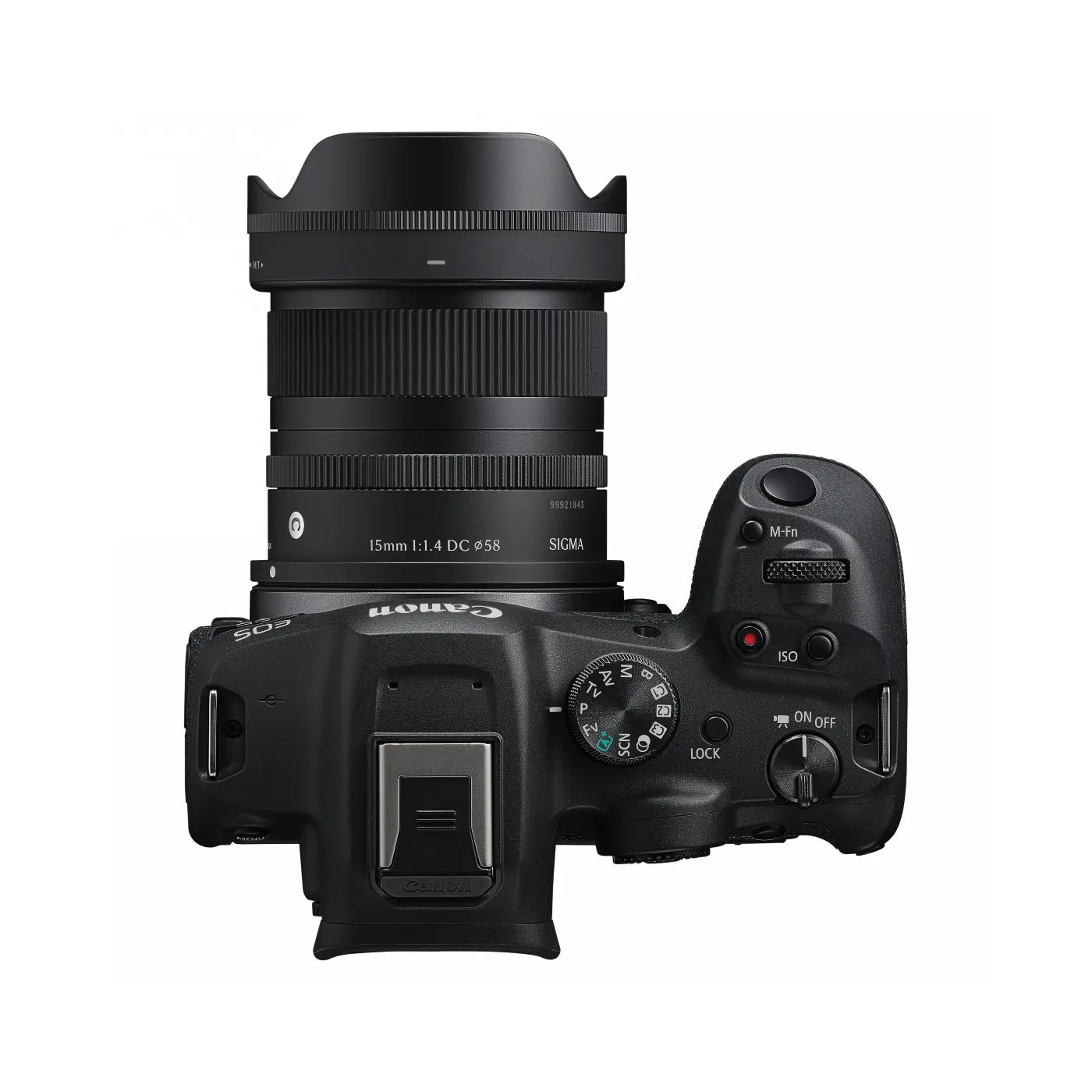 Canon camera with lens on a white background