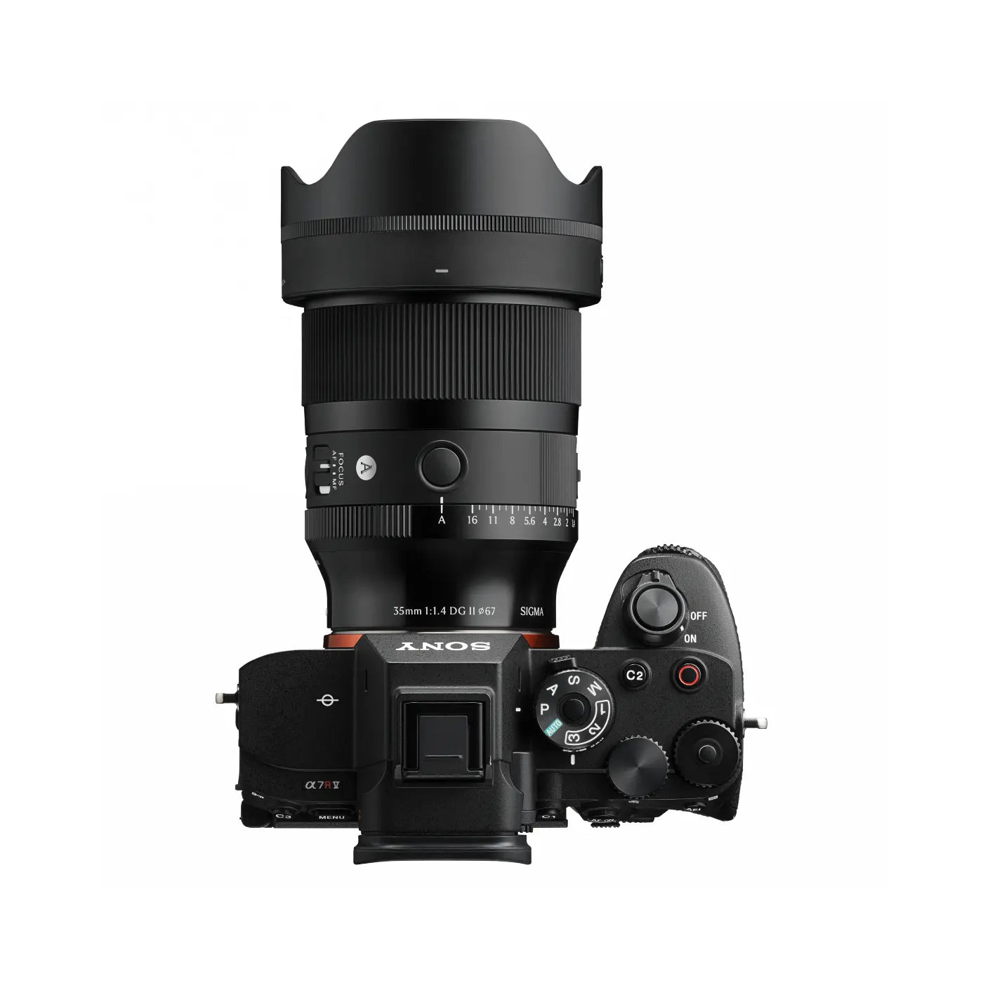 Sony camera with lens on a white background